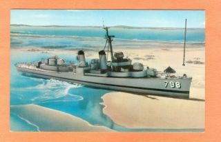 Beach Haven Long Beach Island NJ Postcard Navy Destroyer USS Monssen 