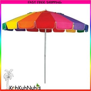 Beach Umbrella Large 8 Adjustable 50 UV Protection Carry Bag Rainbow 