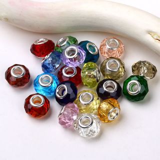 20pcs mixed faceted crystal fit bracelet beads 5mm hole