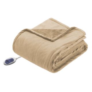 Beautyrest Micro Mink Warming Throw Electric Blanket Camel 52 x 62 