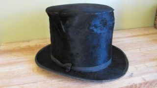 1800s Beaver Stove Pipe Top Hat Lincoln Style Antique Original Maker 