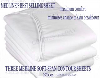 Medline Soft Fit Knit Hospital Bed Fitted Sheets 21oz New