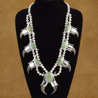   Sterling Silver Turquoise Resin Created Faux Bear Claw Necklace