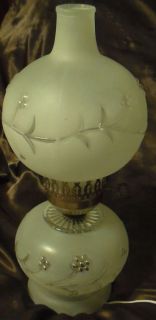 Vintage Collectible Antique Crystal Glass Frosted Electric Lamp w 