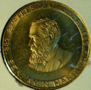 Benjamin Harrison Mint Version 2 Commemorative Bronze Medal Token Coin 