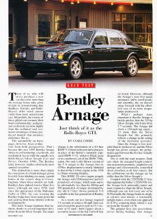 1999 Bentley Arnage Sedan Road Test Classic Article H02