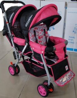 Bebelove 425 Double Tandem Stroller in Pink Black New