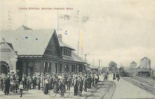MI Benton Harbor Union Station mailed 1909 R37885