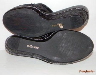 Bella Vita Womens Open Toe Slide Wedge Heels Shoes 8 N Black Leather 