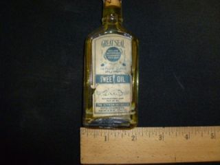 Vintage Pure Sweet Oil Medicine Bottles Styron Beggs Co N46