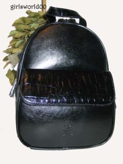 now free belle rose leather mock croc backpack purse black