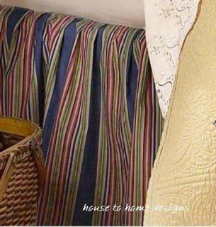 Wakefield Blue Gold Stripe Dust Ruffle Bed Skirt King