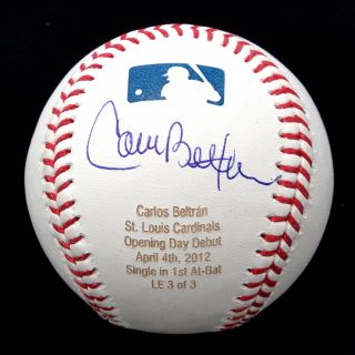 Carlos Beltran Signed Autographed Official MLB Baseball Cardinals Auto 