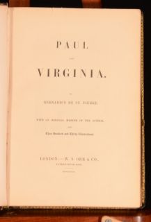 1839 Paul And Virginia Bernardin De St. Pierre French Novel 