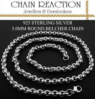   Silver 18 20 22 24 Round Heavy Belcher Link Chain Necklace