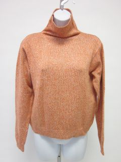 Belford Orange Knit Silk Turtleneck Sweater Shirt Med