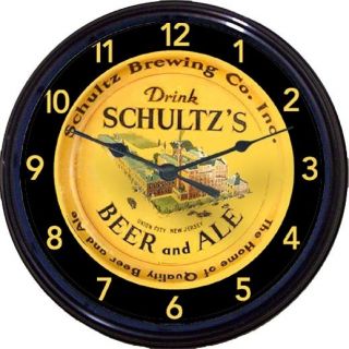 Schultz Brewing Co Beer Tray Clock Union City NJ Ale Brew Lager Pub 