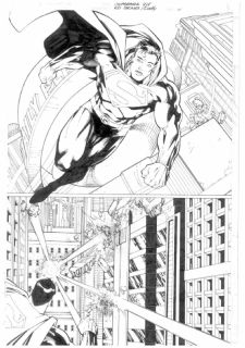 Ed Benes Original Published Superman Splash Comic Art Page