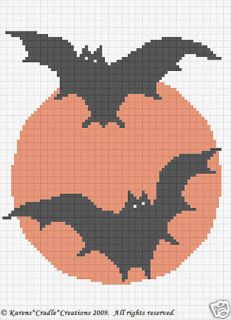 Halloween Bats Crochet Afghan Chart Pattern Beginner