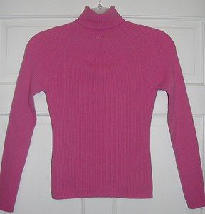 Belk Pink 100 Cashmere Slim Fit Turtleneck Sweater Womens sz L May Fit 