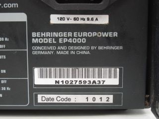 Behringer EP4000 EUROPOWER 2x2000 Watt Power Amplifier