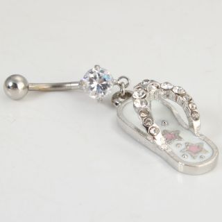   Belly Button Ring Steel Clear Crystal Body Piercing Jewelry