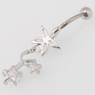   Dangle Navel Belly Ring Clear Crystal Body Piercing Jewelry