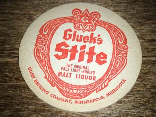Vintage 1940s Stite Malt Liquor Beer Gluek Brewing Coaster Minnesota 