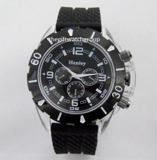 New Henley Mens Big Face Sports Watches Silicone Strap