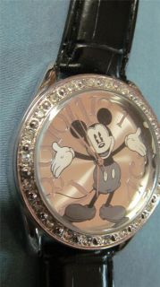   Mickey Mouse Watch w Black Band Nice Big Face Watch MenS