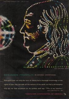 1957 Benjamin Franklin by Seymour Mednick CCA Print Ad