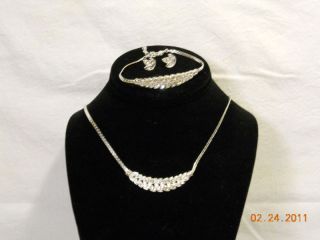Sparkling Leaves Necklace Earrings Bracelet NIB Free