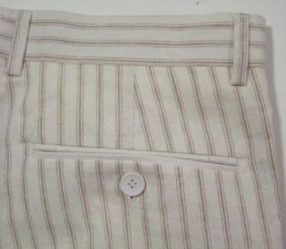 Bernini Off White Pinstriped Linen Mens Suit Worn Once Size 40s x 34 