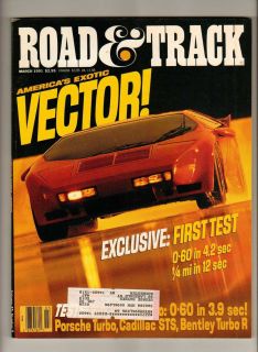   Magazine Mar 1991 Vector Porsche Cadillac STS Bentley Turbo R