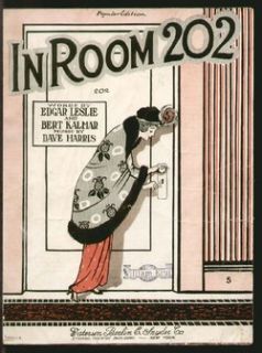 print in room 202 1919 pretty girl vintage sheet music