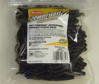 100pc Bulk Berkley 4 Powercraw Powerbait Black w Red Fleck Power Craw 