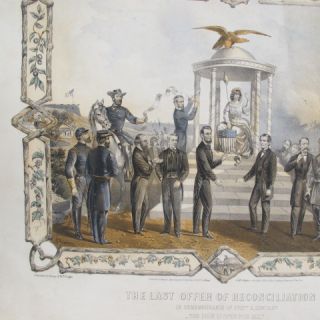   ABRAHAM LINCOLN. 1865 LITHOGRAPH PRINT ROBERT E LEE CONFEDERATE DAVIS