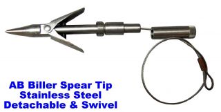 New AB Biller Speargun Replacement Upgrade SS Detachable Spear Tip 