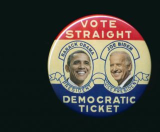 Obama Biden Romney Ryan   1950s style Democratic Ticket button