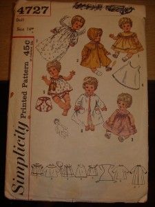 Simplicity 4727 Wetsy Betsy Carrie Cries Tiny Tears PC