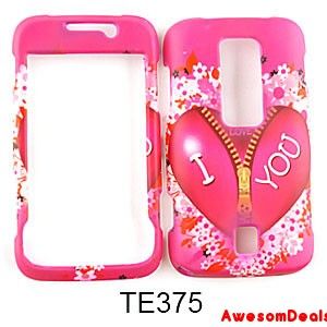 Cell Phone Cover Case for Huawei Ascend M860 Pink Heart with Zipper 