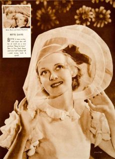 1933 Rotogravure Bette Davis Gene Raymond Portrait Actress Costume 