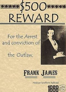 old west wanted posters frank james the missouri outlaw time