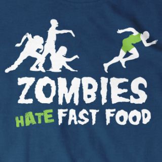 Zombies Hate Fast Food T Shirt Zombie Horror Funny Undead Monster Size 