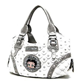 Betty Boop Signature Quilted Studs Side Belts Hobo Handbag Purse New 