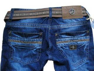 BNWT BIKKEMBERGS Mens Jeans with Free Leather Belt W30 L34