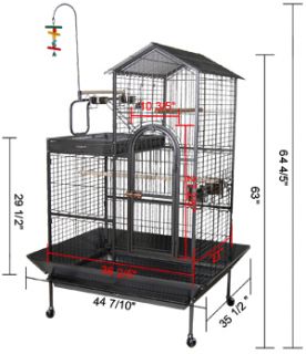 Here we offering is a Black Vein House Play Top Parrot Bird Cage.
