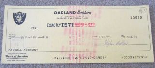 Fred Biletnikoff HOF Signed Raiders Payroll Check Document 1977 HOF 
