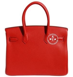 30 Hermes Birkin Handbag Geranium Togo Leather Gold 9755