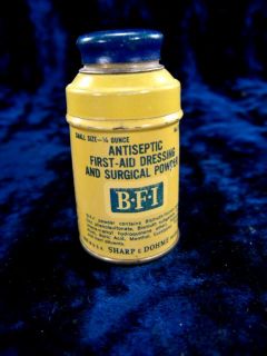 vintage bfi antiseptic powder tin small one fourth oz